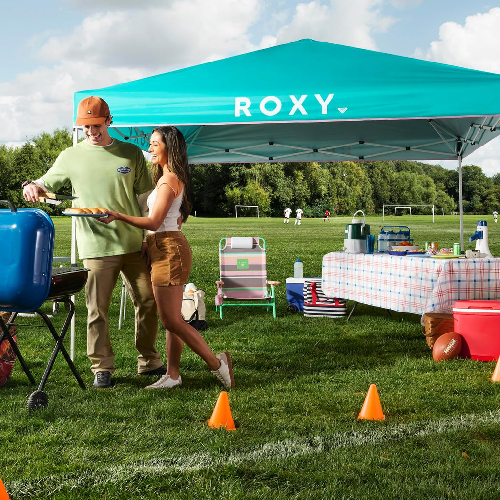 Roxy 10x10 Pop Up Canopy – UPF 50+ Outdoor Beach Tent with One-Push Setup – Portable Shade Shelter for Beach, Tailgate, Festivals, Camping – Water-Resistant Folding Gazebo with Wheeled Bag