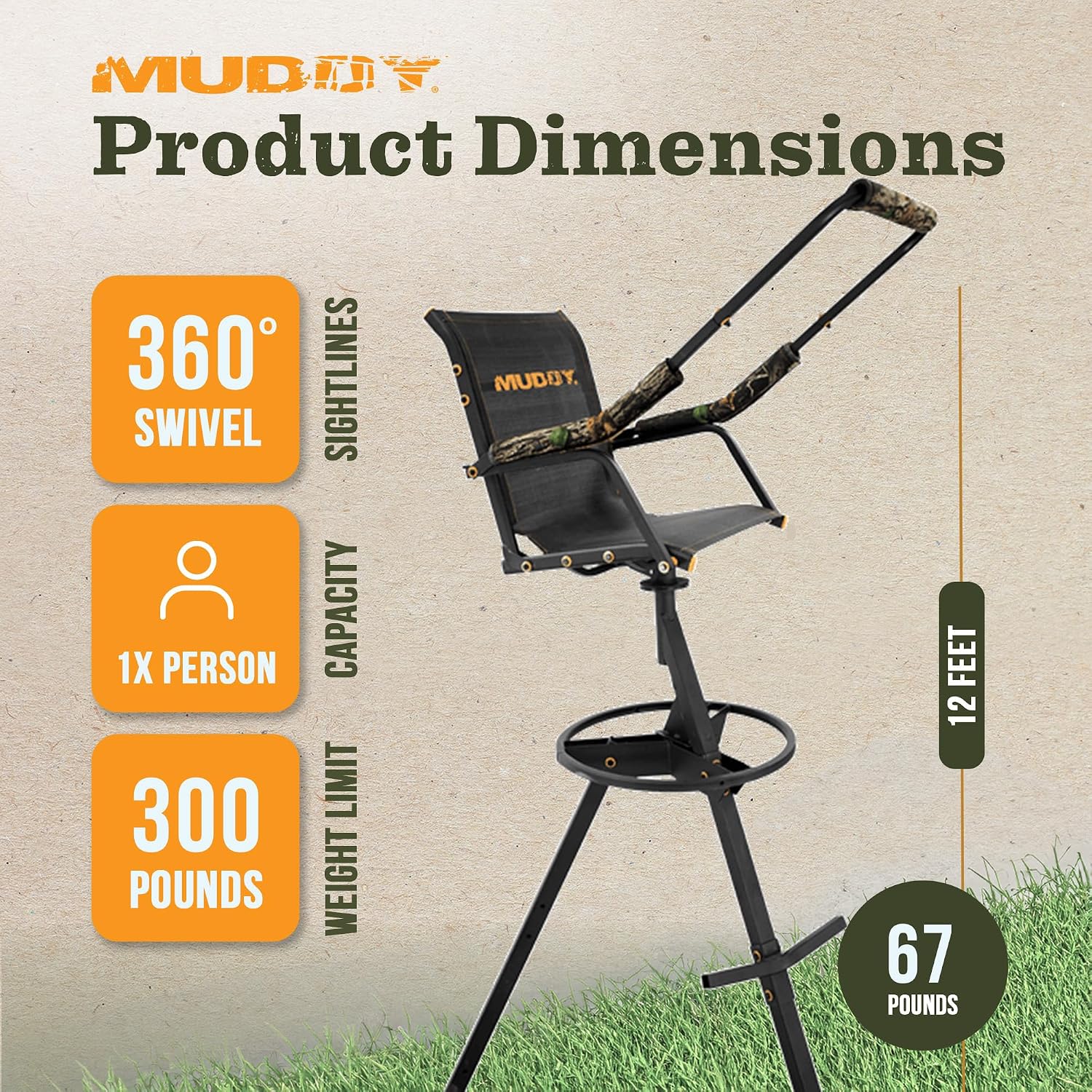 MUDDYMuddy Portable Hot Seat, Camouflage, 15 x 4