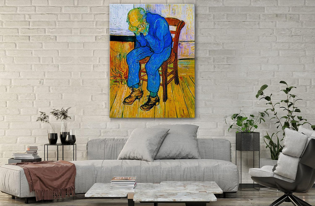 SpiritualHands Wheat Field with Cypresses Vincent Van Gogh Canvas Wall Art, The Starry Night Van Gogh Posters Self Portrait, Large Framed Wall Art Paintings for Wall Decorations for Bedroom (Vincent van Gogh At Eternity's Gate, 24' x 36' - Ready to Hang)