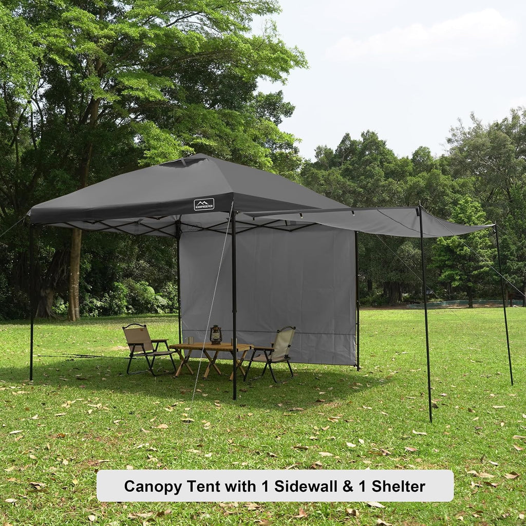 KAMPKEEPER 10x10 Easy Pop Up Canopy Tent with Sidewalls, Instant Outdoor Shade Shelter with Removable 10FT Sun Walls, Quick Setup Waterproof and UV-Resistant for Patio (Black, 10x10FT with 2 sidewall)
