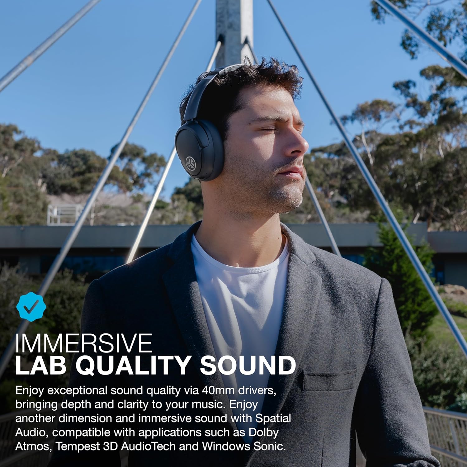 JLab JBuds Lux ANC Wireless Bluetooth Headphones & Audio Bundles, Hybrid Active Noise Cancelling, Premium Over-Ear Headset with Optional True Wireless Earbuds