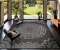 CAMILSON Outdoor Rug 9x12 Modern Area Rugs for Large Indoor and Outdoor Patios and Porches - Washable, Non-Shedding, Easy-to-Clean Outside Carpet (9 x 12, Medallion - Dark Grey/Light Grey)