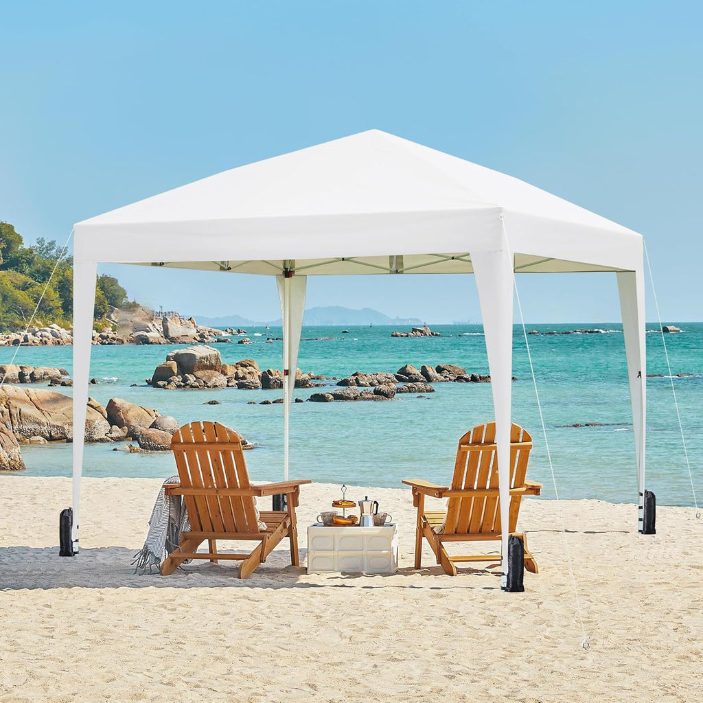 Yaheetech 12x12 Pop Up Canopy with 4 Removable Sidewalls, Portable Enclosed Instant Tent, Waterproof Outdoor Tent, Beach Sun Shelter with 4 Sandbags, 12 Stakes & 4 Ropes, White