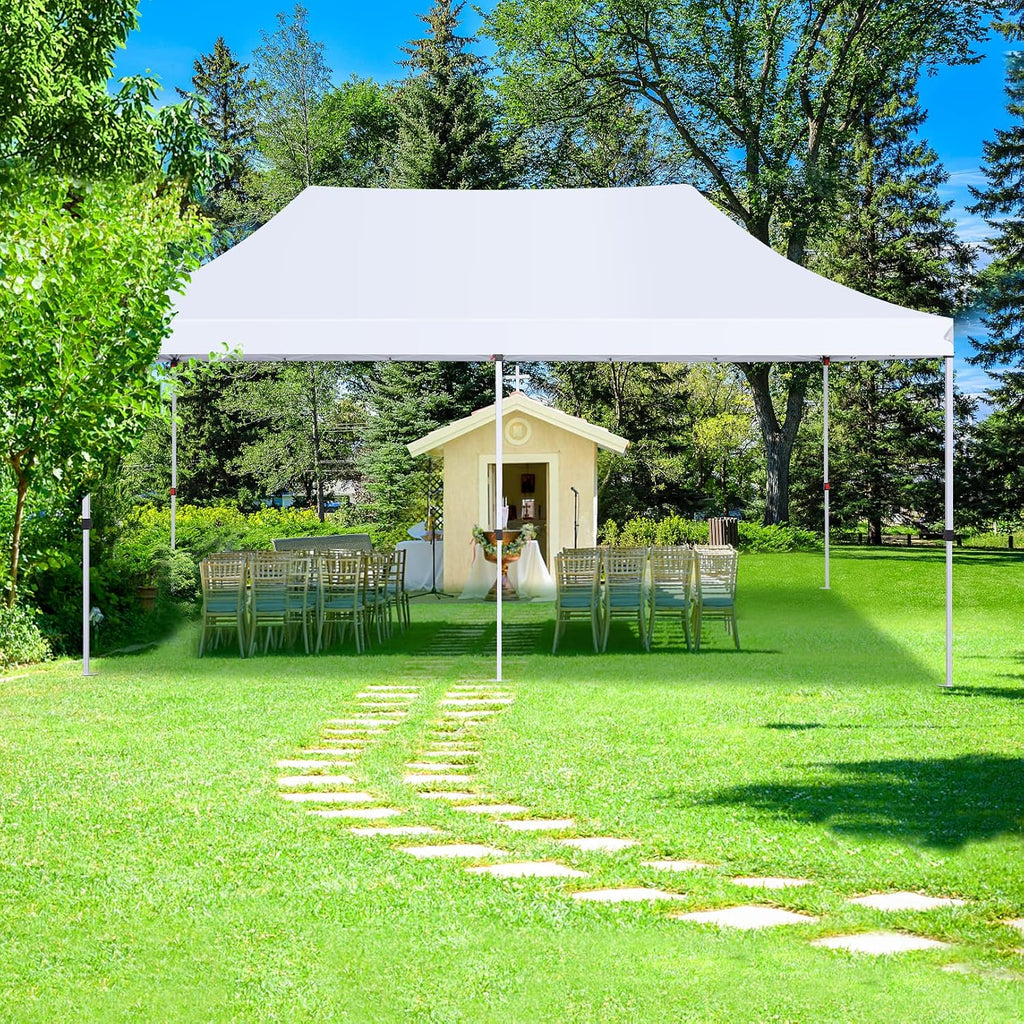 COBIZI 10x20ft Pop Up Canopy Tent with 6 Removable Sidewalls, Easy Up Commercial Canopy, Waterproof and UV50+ Gazebo with Portable Bag, Adjustable Leg Heights,Party Tents for Parties, with 4 Sandbags