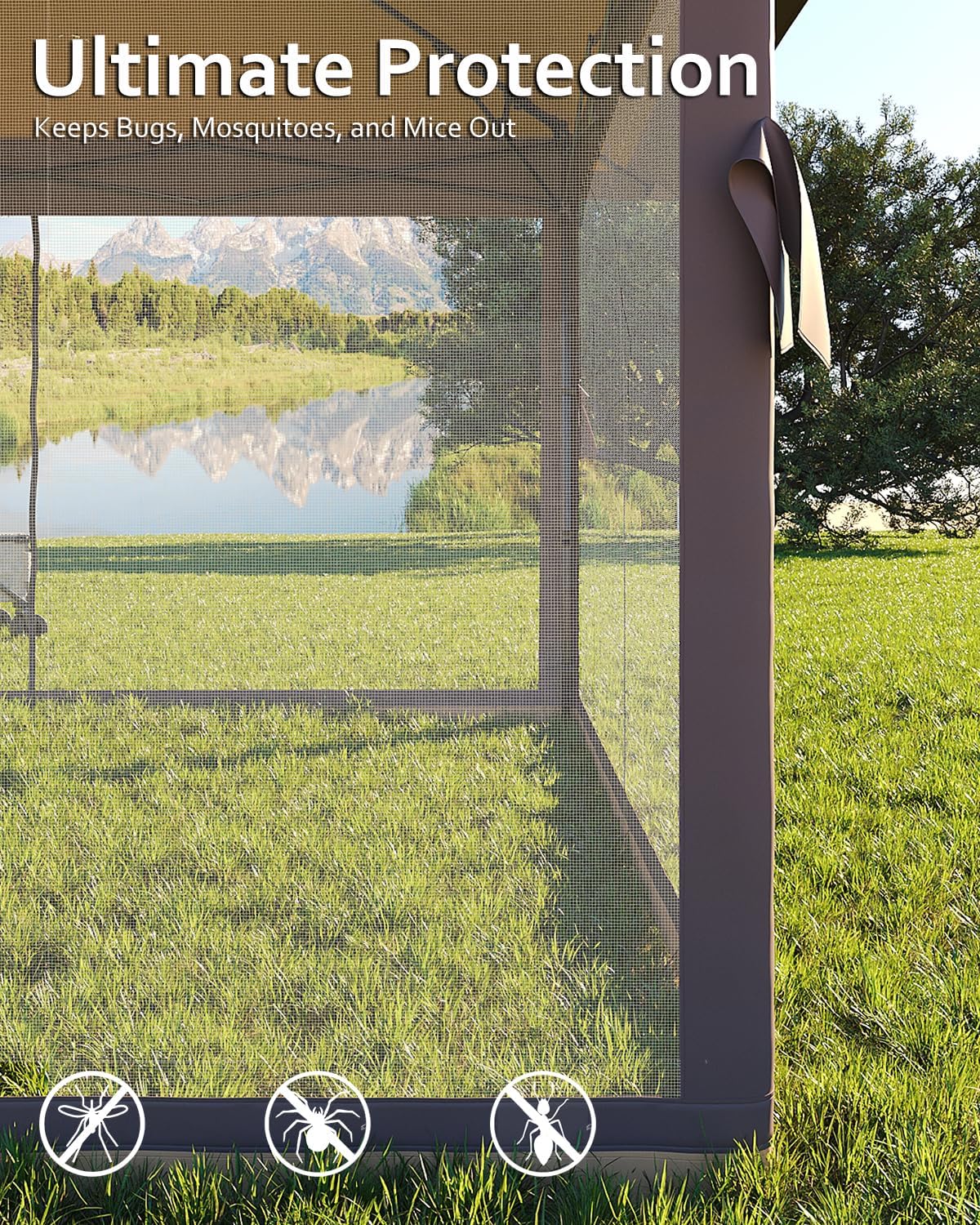 Garveelife Pop Up Gazebo, Canopy Tent with Mosquito Netting, One Push Setup for Backyard Patio Garden with 4 Sand Bags