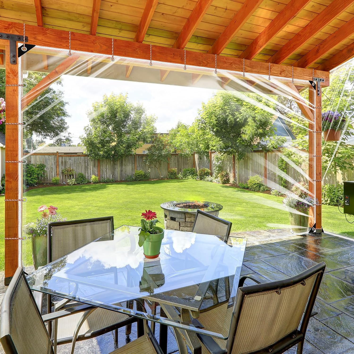 10x20 Ft Clear Tarps Heavy Duty Waterproof, 20mil Clear Vinyl Patio Enclosure, PVC Plastic Transparent Tarpaulin with Grommets for Outdoor Porches, Pavilion Rain Shield, Winter Rainproof Canopy Fabric