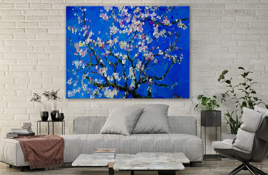 SpiritualHands Vincent Van Gogh Almond Blossom Blue Canvas Wall Art, The Starry Night, Large Framed, Ready to Hang