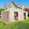 YOLENY Winter Gazebo Cover for 12×20 Hardtop Gazebo, Gazebo Accessories for All Seasons, Transform Your Gazebo for Winter, with Mesh Screens and Doors and Windows (Hardtop Gazebo Not Included), Beige