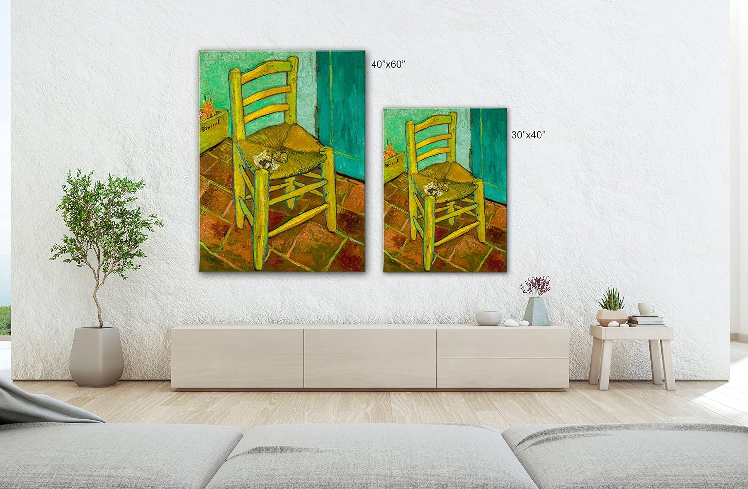 SpiritualHands Wheat Field with Cypresses Vincent Van Gogh Canvas Wall Art, The Starry Night Van Gogh Posters Self Portrait, Large Framed Wall Art Paintings for Wall Decorations for Bedroom (Vincent van Gogh Chair, 40' x 60' - Ready to Hang)