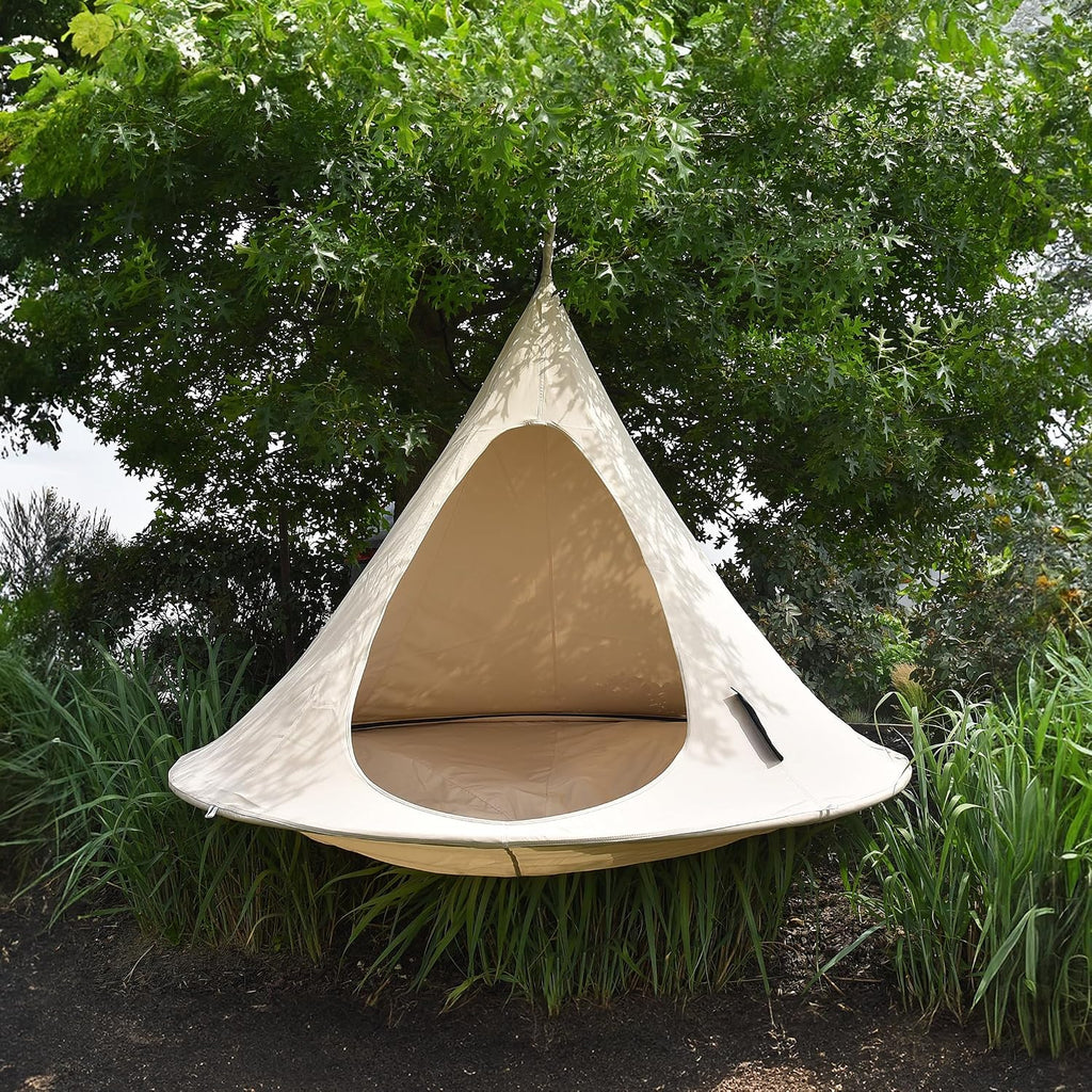 Vivere All Weather Polyester and Cotton Double Hammock Cacoon, Natural White