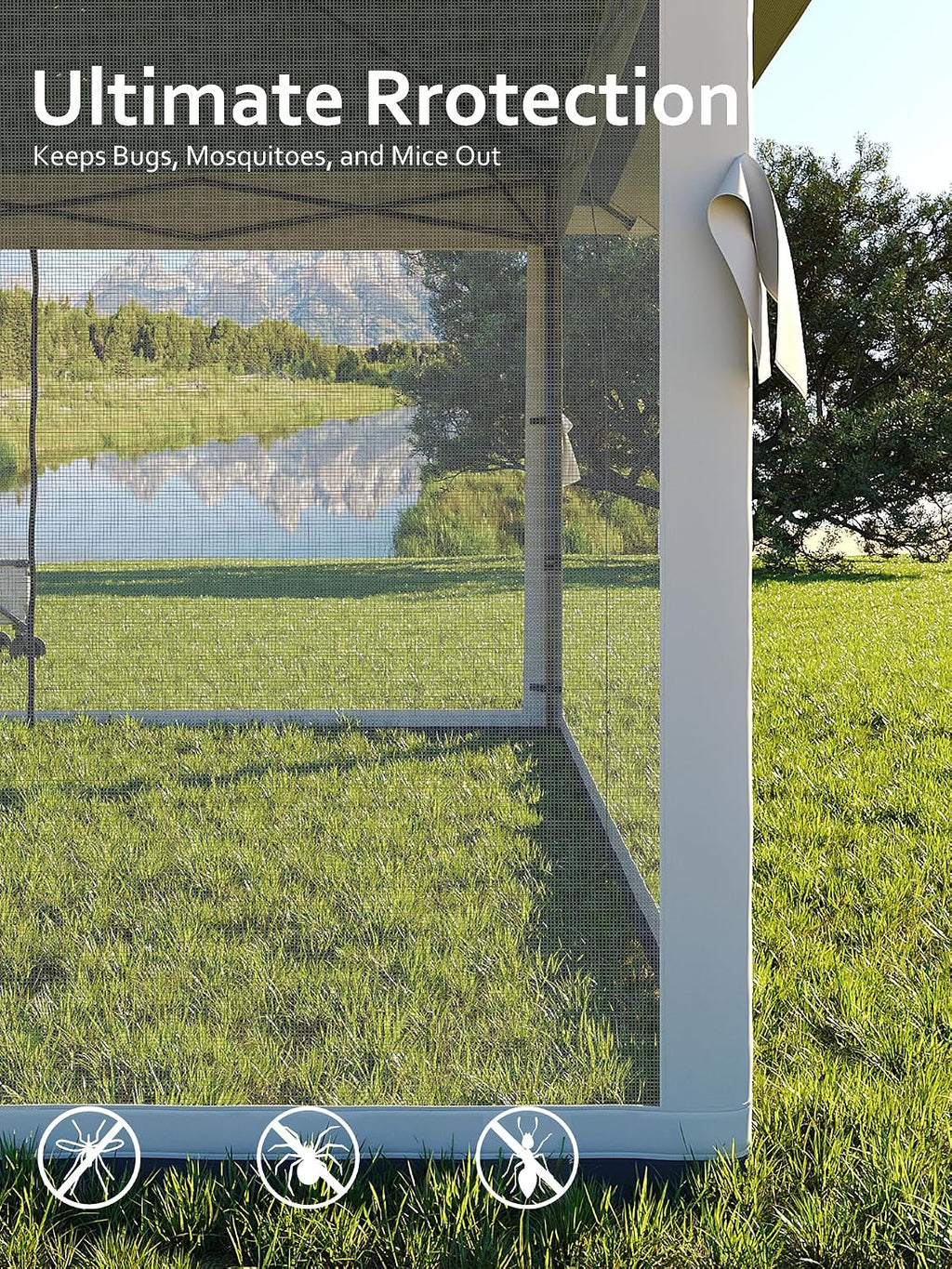 Garvee 13x13FT Pop Up Gazebo, Canopy Tent with Mosquito Netting,Outdoor Gazebos for Backyard & Patio Furniture - Pop Up Tent with Wheeled STO-N-Go Cover Bag (Dark Army Green+Hemp Grey)