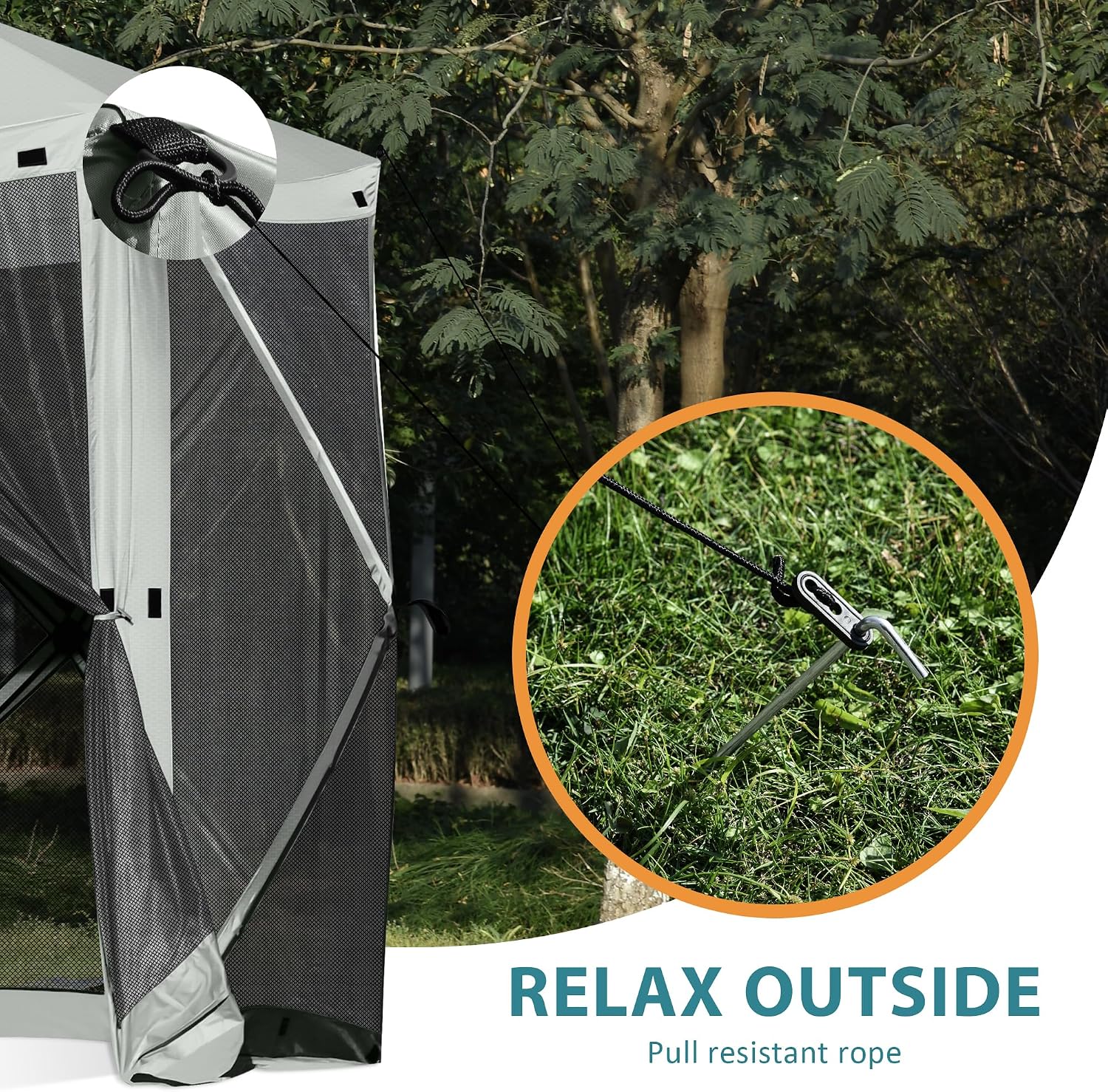Exacme Portable Gazebo Pop up Tent for Camping, Outdoor Four Sides Pop-up Clam Screen Tent with Canopy Shelter, 1024 (6PC, Silver Grey)