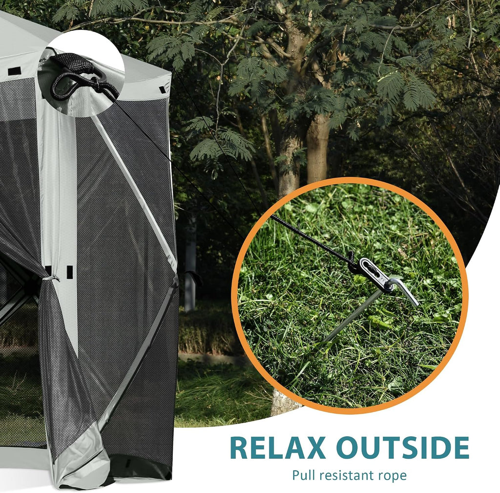 Exacme Portable Gazebo Pop up Tent for Camping, Outdoor Four Sides Pop-up Clam Screen Tent with Canopy Shelter, 1024 (5PC, Silver Grey)
