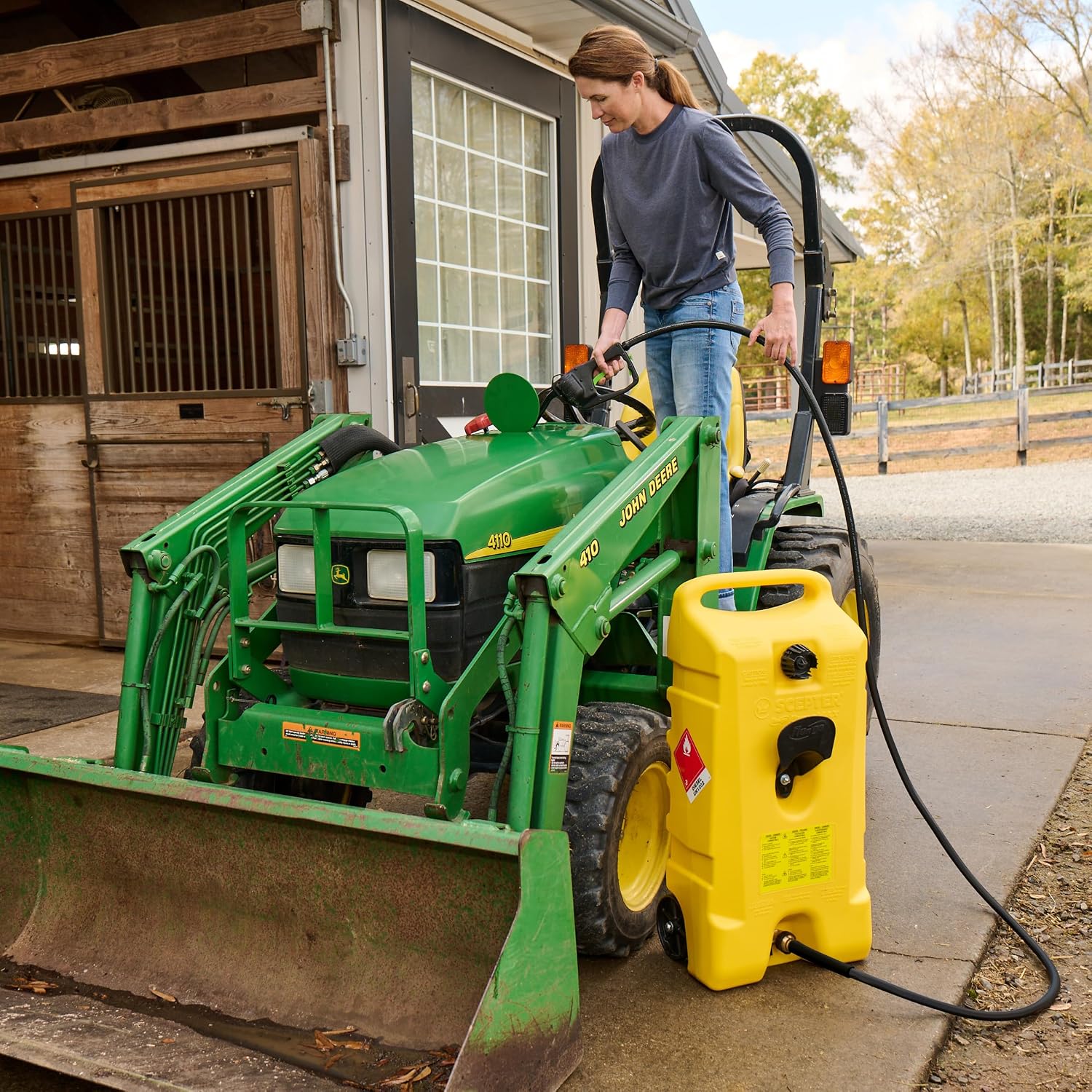 Scepter Duramax 14 Gallon Wheeled Utility Transfer Tank with Spout Pump, Yellow – Portable Rolling Container w/ 10-Foot Hose for Mowers, Generators, Marine Use, Off-Road Vehicles & Power Equipment