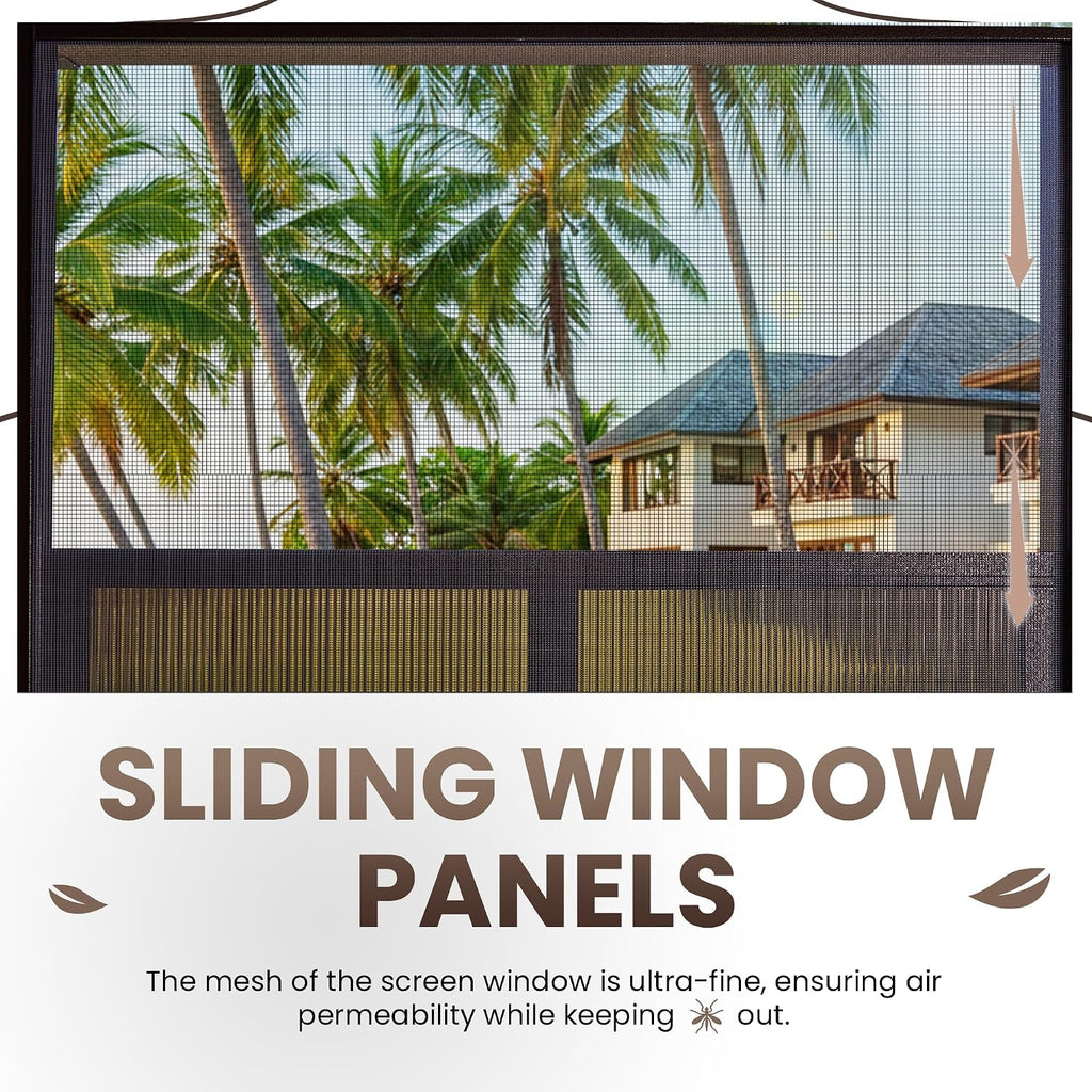 EROMMY 10x12 Sunroom Gazebo, Fully Enclosed Outdoor Sunroom with Lockable Sliding Doors, Galvanized Steel Double Roof Hardtop Gazebo, Aluminum Frame Patio Solarium for Backyard