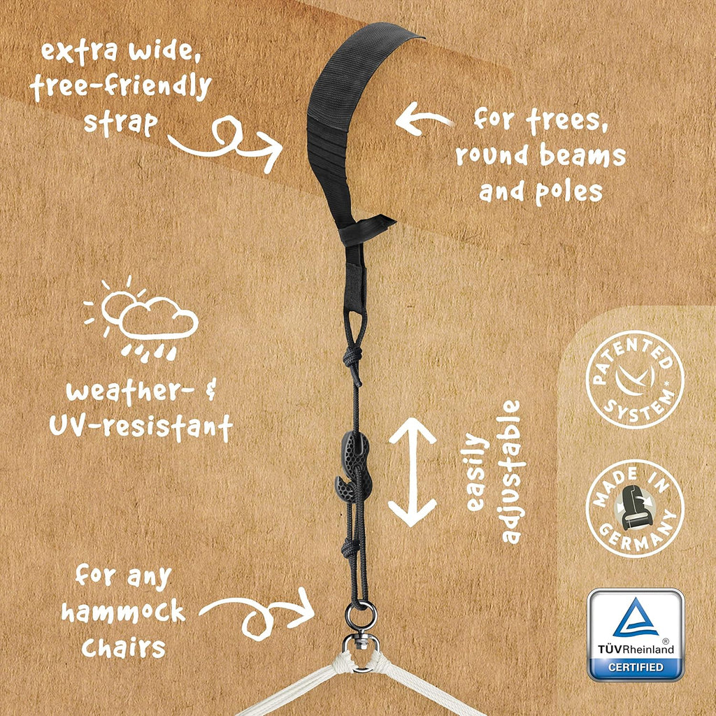 LA SIESTA® XL King Habana Cotton Hammock Chair Swing & Tree Mount Kit - Hammock Swing Chair w/Suspension Kit for Trees Beams & Posts - Indoor Outdoor Hanging Chair for Bedroom Patio - Onyx