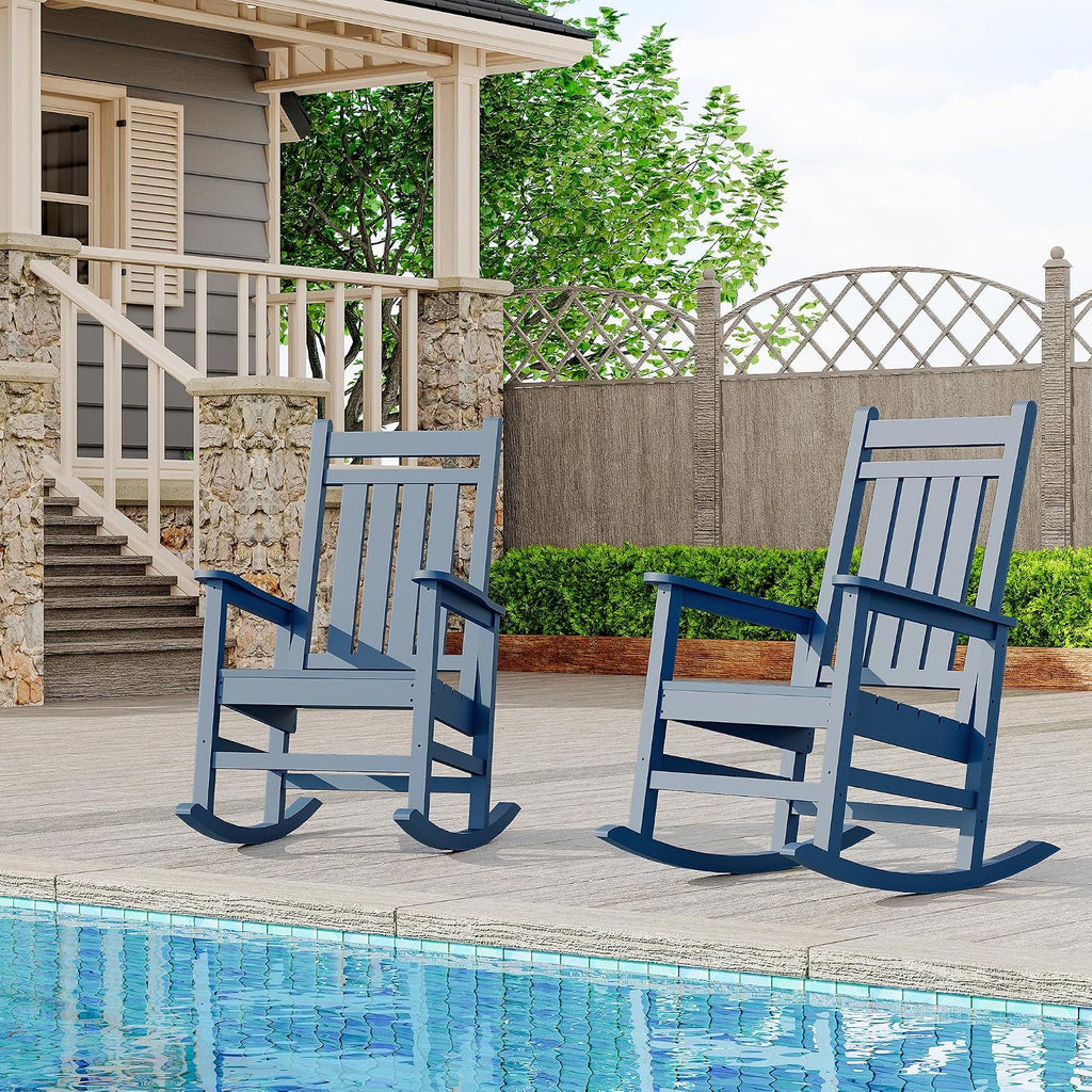GarveeLife HDPE All Weather Resistant Rocking Chairs, Weather Resistant Poly Plastic Rocker Oversized, High Back Porch Rocker Chair, Patio Rocking Chairs for Outside
