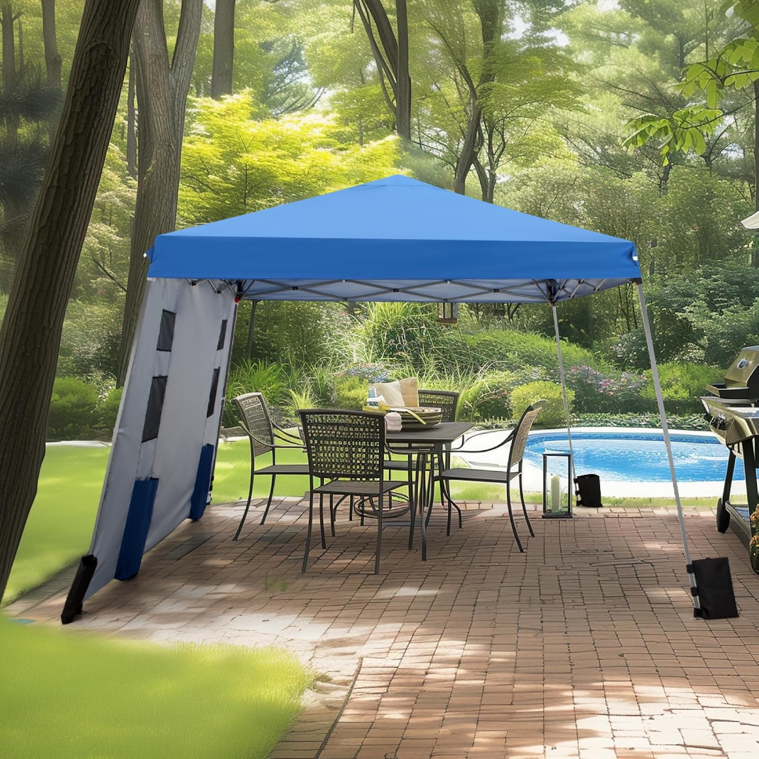 MFSTUDIO 12x12 Pop up Canopy Tent, Gazebo Shelter Sun Shade Canopies Patio Portable Popup Tents Easy Setup Waterproof with 9x9ft Top, 1 Sidewall, for Beach,Parties,Picnics