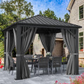 YITAHOME 10X10FT Metal Hardtop Gazebo Outdoor Patio Single Top Canopy Galvanized Iron Aluminum Column Garden Tent Curtains Netting for Backyards Decks Lawns,Gray