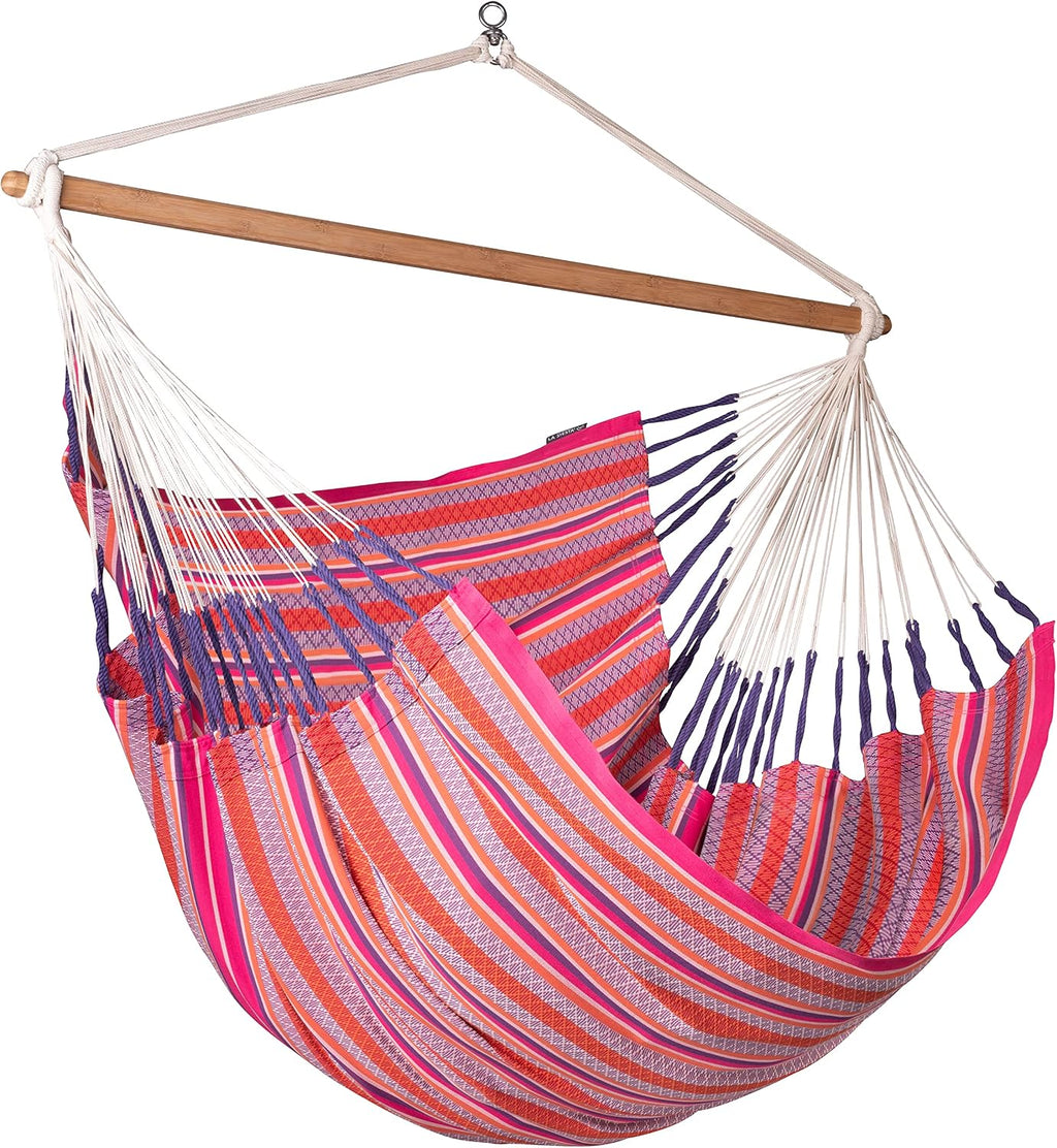 LA SIESTA® - XL King Habana Cotton Hammock Chair - Hammock Swing Chair - Hanging Hammock Chair for Indoor Outdoor - Hanging Chair for Bedroom Patio Balcony - Boho Hanging Chair - Max 355 Lbs, Flamingo
