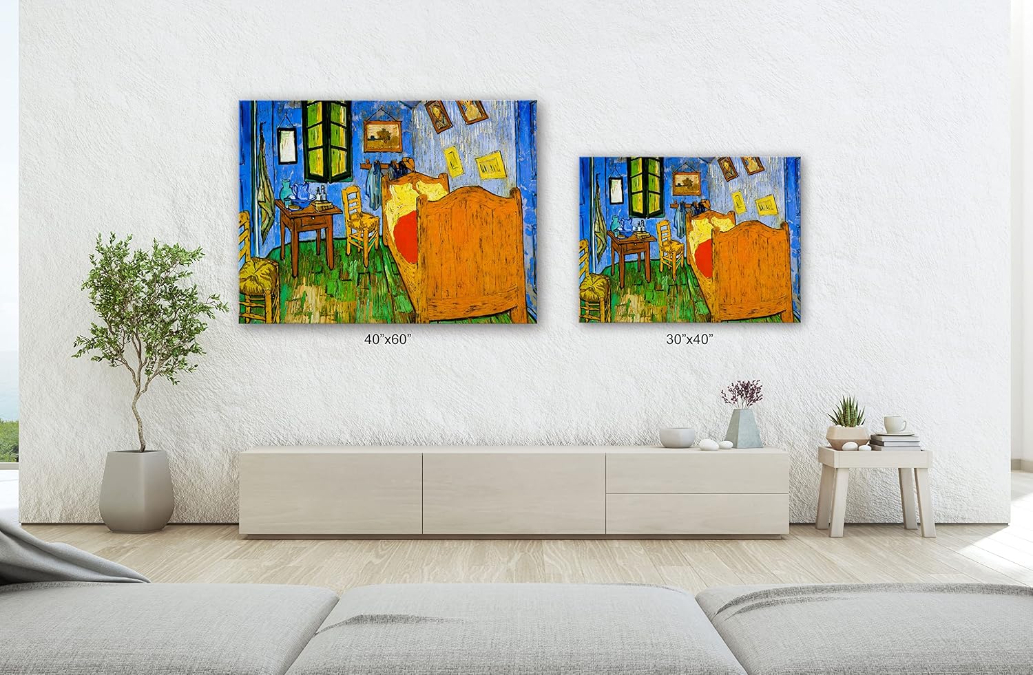 SpiritualHands Wheat Field with Cypresses Vincent Van Gogh Canvas Wall Art, The Starry Night Van Gogh Posters Self Portrait, Large Framed Wall Art Paintings for Wall Decorations for Bedroom (Vincent van Gogh Bedroom in Arles, 24' x 36' - Ready to Hang)