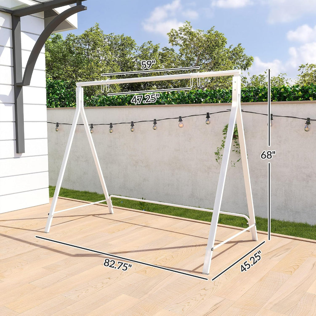 Outsunny Metal Porch Swing Stand, Heavy Duty Swing Frame, Hanging Chair Stand Only, 528 LBS Weight Capacity, for Backyard, Patio, Lawn, Playground, White