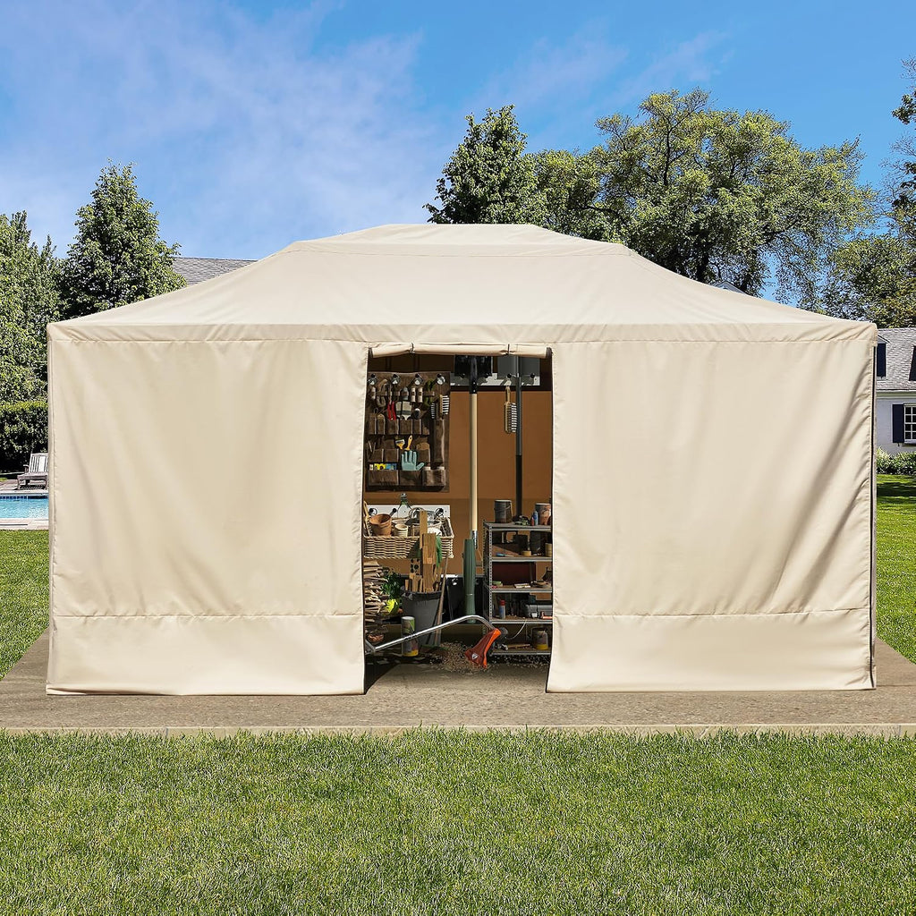 YOLENY Winter Gazebo Cover for 12×16 Hardtop Gazebo, Gazebo Accessories for All Seasons, Transform Your Gazebo for Winter, with Mesh Screens and Doors and Windows (Hardtop Gazebo Not Included), Beige