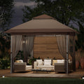 12x12 ft Instant Pop Up Gazebos,Modern Waterproof Canopy Tent with Mosquito Netting,Outdoor Canopy Shelter with Wheeled Carry Bag for Patio/Garden/Backyard/Party/Camping-All-Weather&Seasons(Khaki)