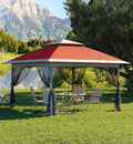 13 X 13 Pop Up Gazebo with Mosquito Netting,Outdoor Patio Gazebo,Outdoor Canopy Tent with Mosquito Netting,Backyard Tent,Red + Light Grey
