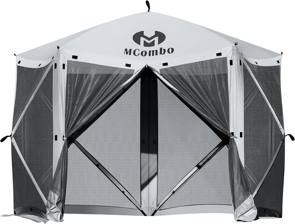 MCombo 10x10ft 5-Sided Pop-Up Gazebo Tent Only, Screened Outdoor Shelter with Netting, Quick Setup Patio Pavilion, No Wind Panels Included, 1024 (Silver Gray, 10x10ft Pop-Up Gazebo Tent Only)