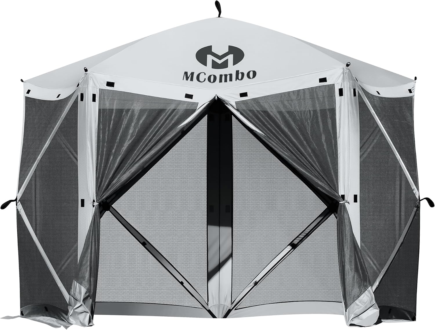 MCombo 10x10ft 5-Sided Pop-Up Gazebo Tent Only, Screened Outdoor Shelter with Netting, Quick Setup Patio Pavilion, No Wind Panels Included, 1024 (Silver Gray, 10x10ft Pop-Up Gazebo Tent Only)
