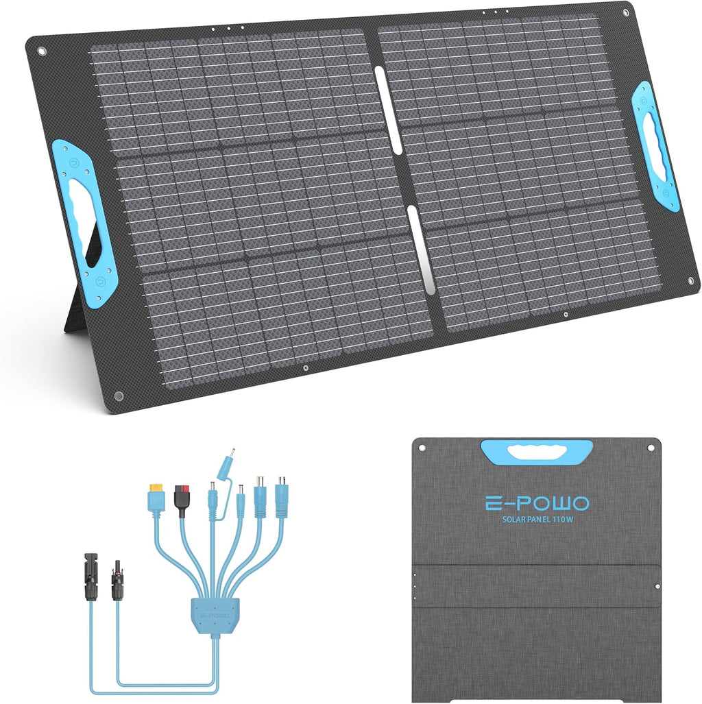 110W Portable Solar Panel for Power Station, 23.5% High Efficiency ETFE Foldable Solar Panels Charger, QC3.0 USB-A &Type-C Output, IP67 Waterproof for RV, Outdoor Camping, Off Grid Blackouts