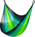 Handwoven Hanging Chair by Yellow Leaf Hammocks - Fits 1 Person, 330lb Max - Kick Back for Full-Body Recline - Weathersafe, Ultra Soft, Hang Anywhere - Color: Neon - Blue - Turquoise