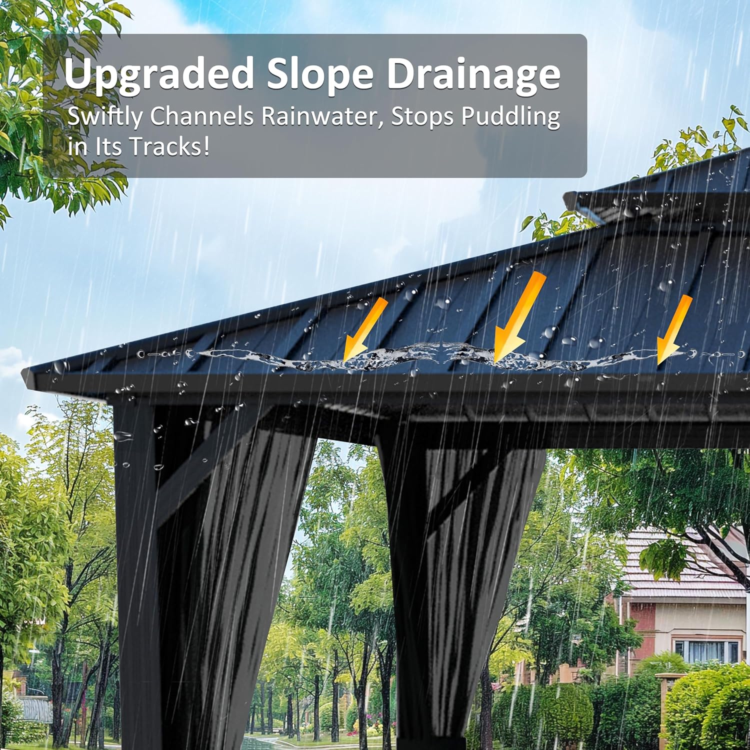 MUPATER Gazebo, 10'x12' Outdoor Gazebo, Patio Structure Shelter with Mosquito Netting, Aluminum Hardtop Pergola for Backyard, Garden, Lawn and Patio, Black