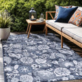Luul Home Floral Indoor Outdoor Rugs 9x12 Large Area Rug for Living Room, Patio Decor, Kitchen, and Entryway Rug, Washable Stain Resistant Outside Carpet Navy 9 x 12