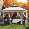 11x11ft Gazebo Tent with Mosquito Netting, Pop Up Gazebo, Mesh Screen with 4 Ropes, 8 Stakes, 4 Sandbags and Storage Bag, Outdoor Canopy for Backyard & Patio Furniture