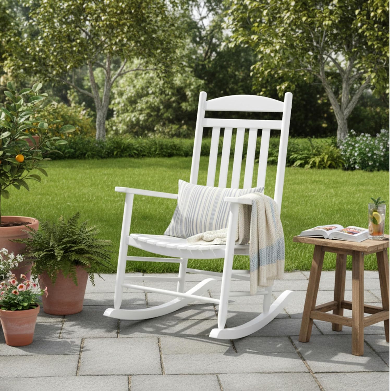 Shine Company Maine Wood Rocking Chair, White