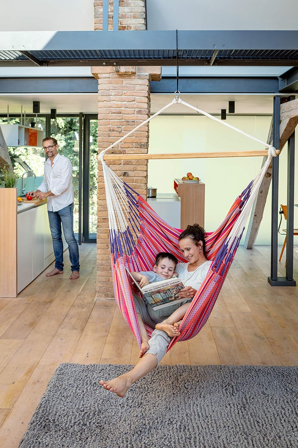 LA SIESTA® - XL King Habana Cotton Hammock Chair - Hammock Swing Chair - Hanging Hammock Chair for Indoor Outdoor - Hanging Chair for Bedroom Patio Balcony - Boho Hanging Chair - Max 355 Lbs, Flamingo