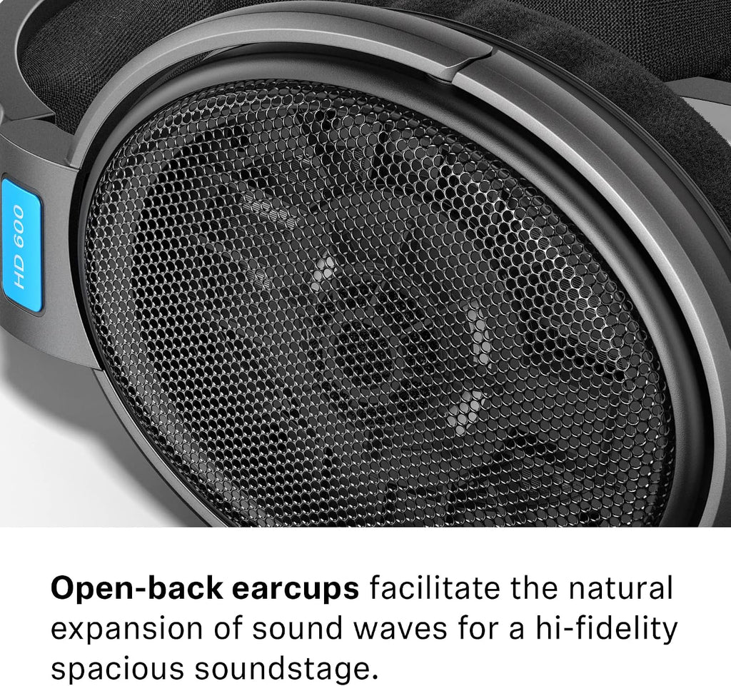 Sennheiser HD 600 - Audiophile Open-Back Dynamic Wired Headphones Over Ear with Natural Soundstage and Premium Comfort for Music Lovers, Open Metal Earpiece Covers, Black