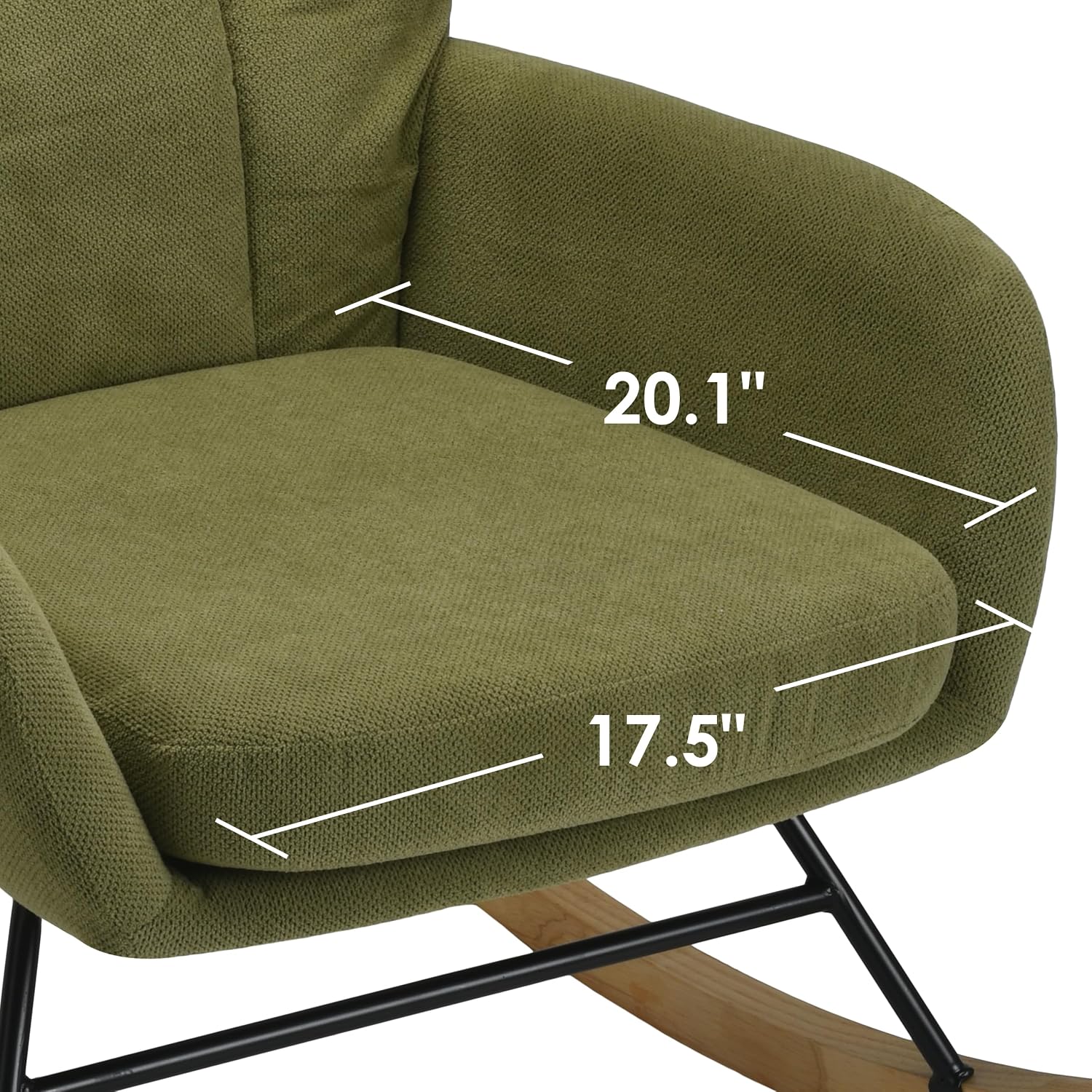 Baby Nursery Rocking Chair, Teddy Modern Nursing Chair for Small Spaces Indoor, Nursery Rocker for Breastfeeding, Accent Glider Chairs for Living Room, Bedroom, Green