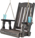 Amish Casual Heavy Duty Mission Pressure Treated Swing Chair with Cupholders (Semi-Solid Black Stain)