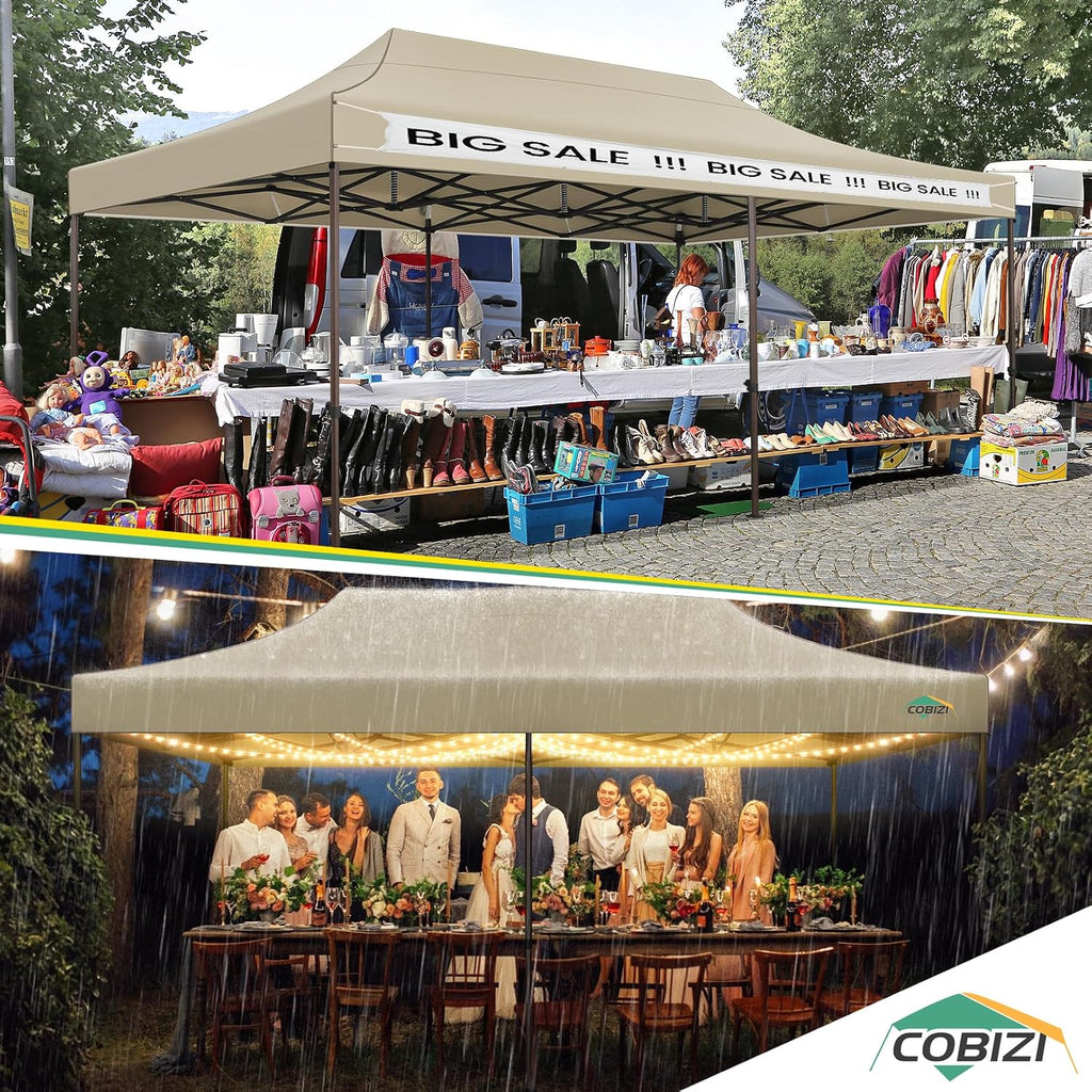 COBIZI 10x20 Pop up Canopy Without Sidewall Heavy Duty Commercial Outdoor Gazebo Easy Up Wedding Party Tents for Parties with Roller Bag, All Season Wind & Waterproof UPF50+(Upgrade Hexagonal Tube)