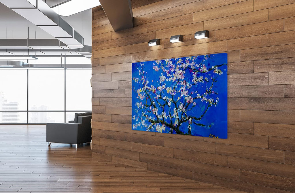 SpiritualHands Vincent Van Gogh Almond Blossom Blue Canvas Wall Art, The Starry Night, Large Framed, Ready to Hang