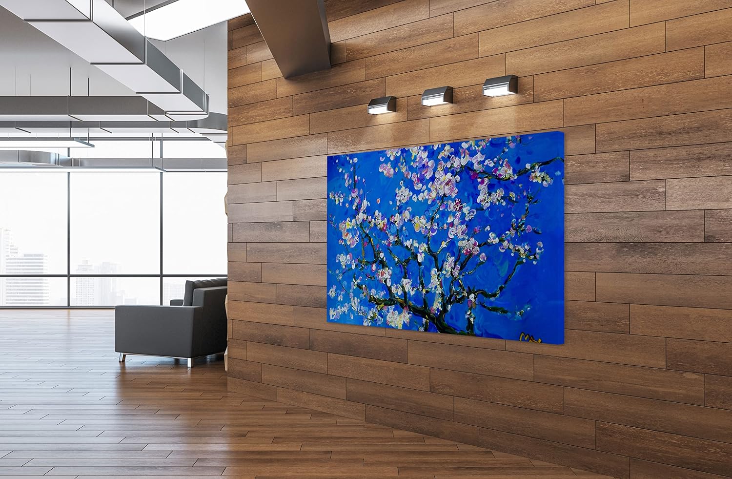 SpiritualHands Vincent Van Gogh Almond Blossom Blue Canvas Wall Art, The Starry Night, Large Framed, Ready to Hang