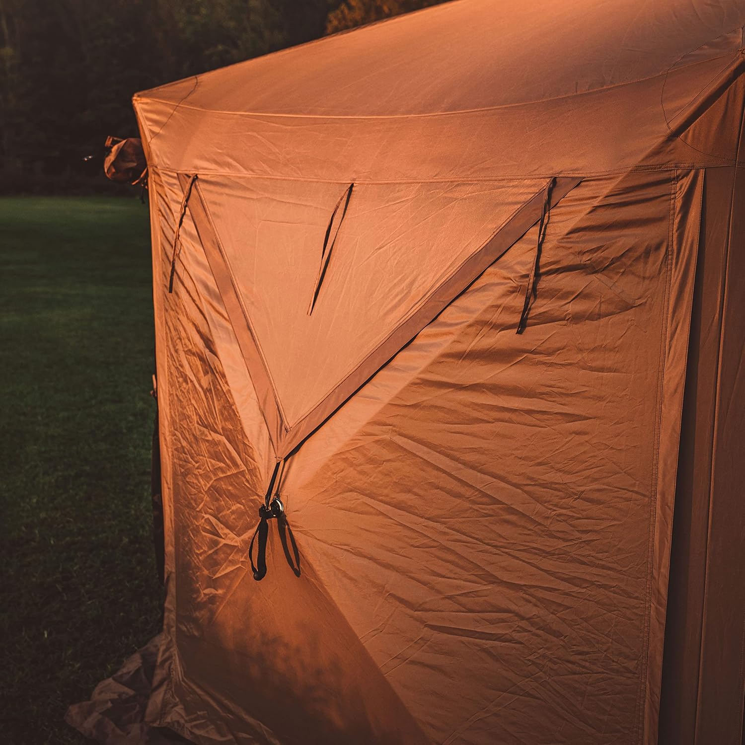 Gazelle Tents™, G6 Deluxe 6-Sided Portable Gazebo, Easy Pop-Up Hub Screen Tent, Waterproof, UV Resistant, Attached Wind Panels, 8-Person & Table, Badlands Brown, 86' x 124' x 124', GG610BR