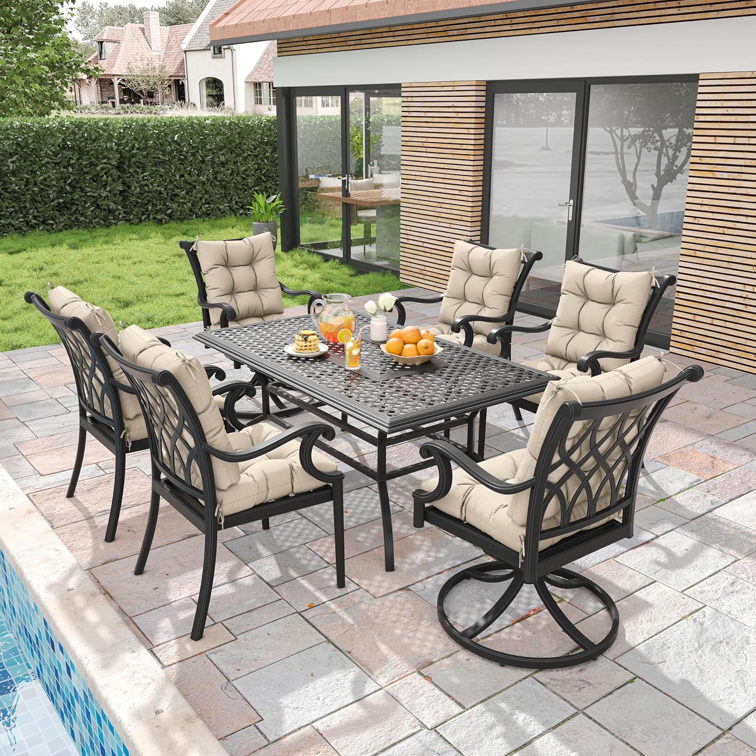 2sets Rocking Chair Cushion Set,Outdoor Patio Chair Cushions,Waterproof and Fade-Resistant Replacement Tufted Pads with Ties for Indoor Outdoor Rocker/Patio/Swing Chair,42 x 21 x 5 Inches