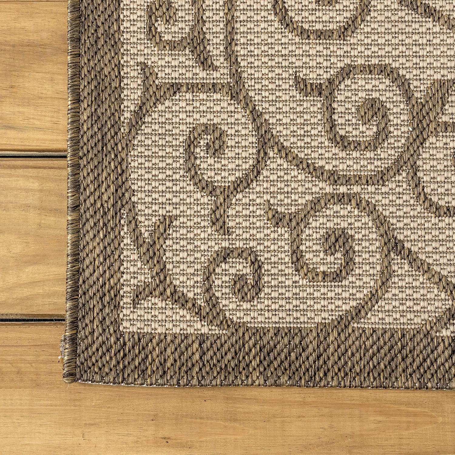 JONATHAN Y Vintage Filigree Indoor Outdoor Square Area Rug 5X5 Beige/Brown, Madrid Textured Weave for Backyard, Patio, Porch, Easy-Cleaning, High Traffic, Pet-Friendly, Non-Shedding (SMB107B-5SQ)