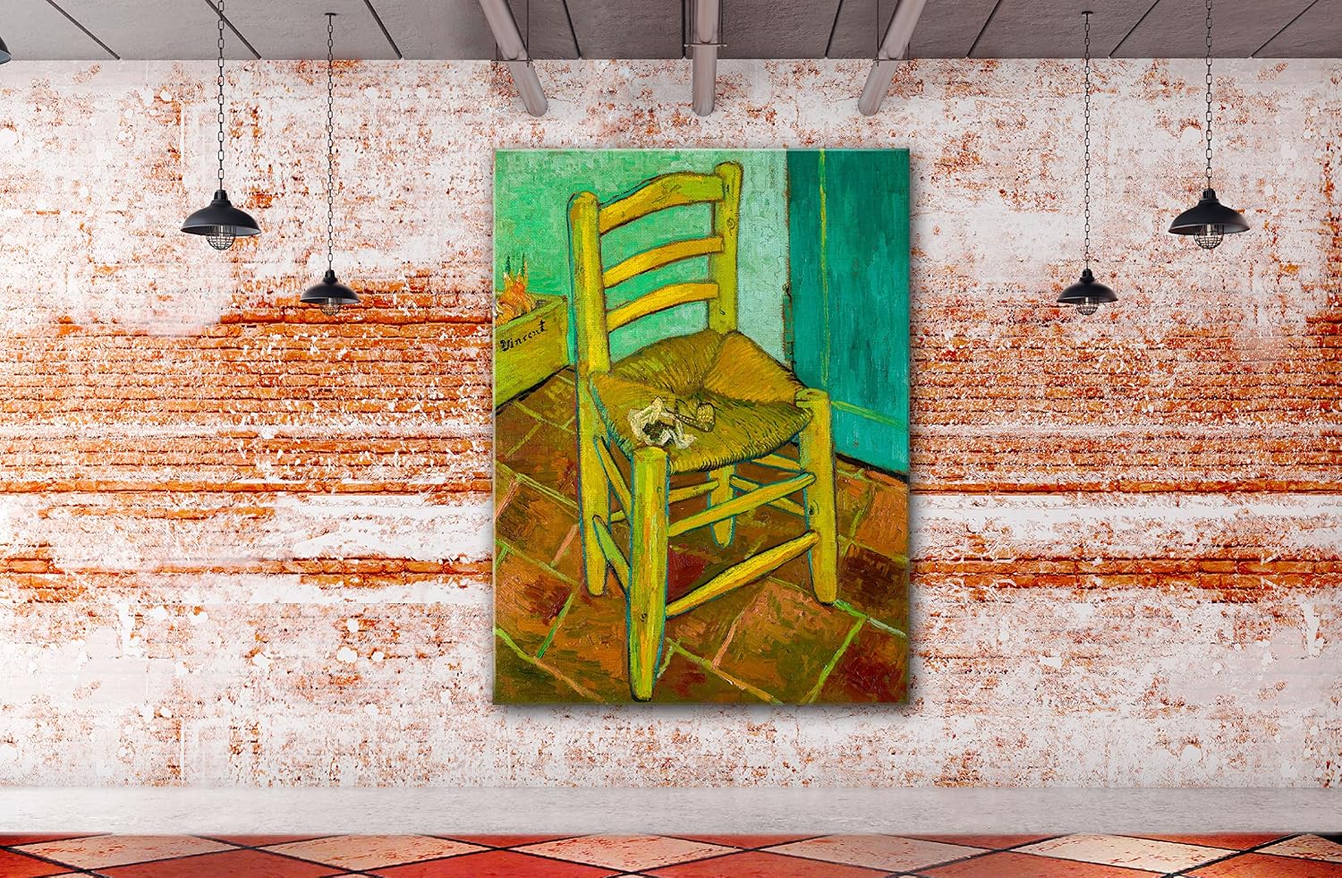 SpiritualHands Wheat Field with Cypresses Vincent Van Gogh Canvas Wall Art, The Starry Night Van Gogh Posters Self Portrait, Large Framed Wall Art Paintings for Wall Decorations for Bedroom (Vincent van Gogh Chair, 30' x 40' - Ready to Hang)