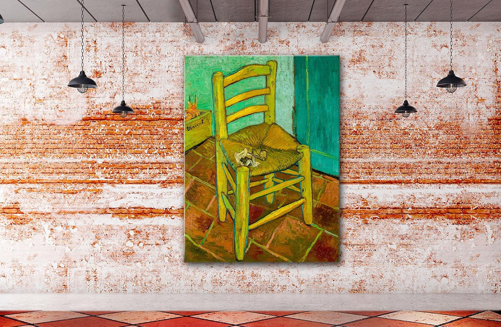 SpiritualHands Wheat Field with Cypresses Vincent Van Gogh Canvas Wall Art, The Starry Night Van Gogh Posters Self Portrait, Large Framed Wall Art Paintings for Wall Decorations for Bedroom (Vincent van Gogh Chair, 24' x 36' - Ready to Hang)