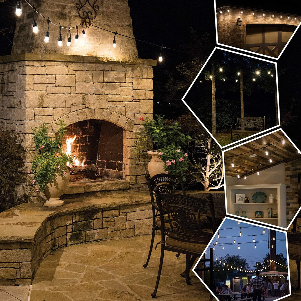 Enbrighten Classic Warm White String Lights, 48ft Black Cord, 24 Shatterproof Acrylic Bulbs, Weatherproof, Outdoor String Lights, 31664 (Pack of 2)